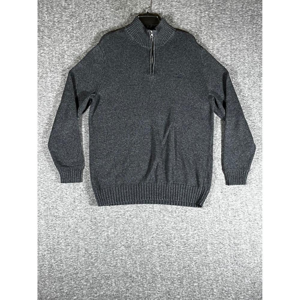 American Eagle Outfitters Mens LT Charcoal Gray 100% Cotton Quarter Zip Sweater